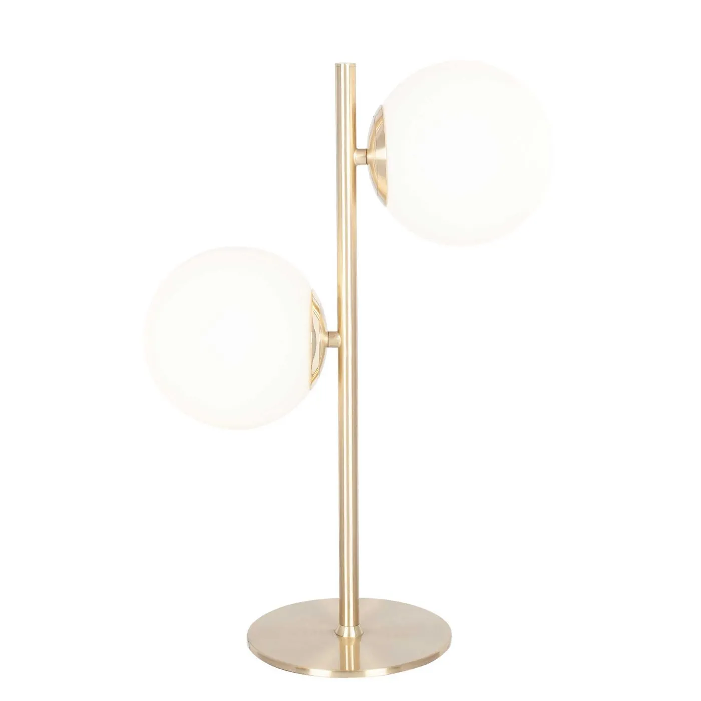 Orb Table Lamp, White and Brushed Brass