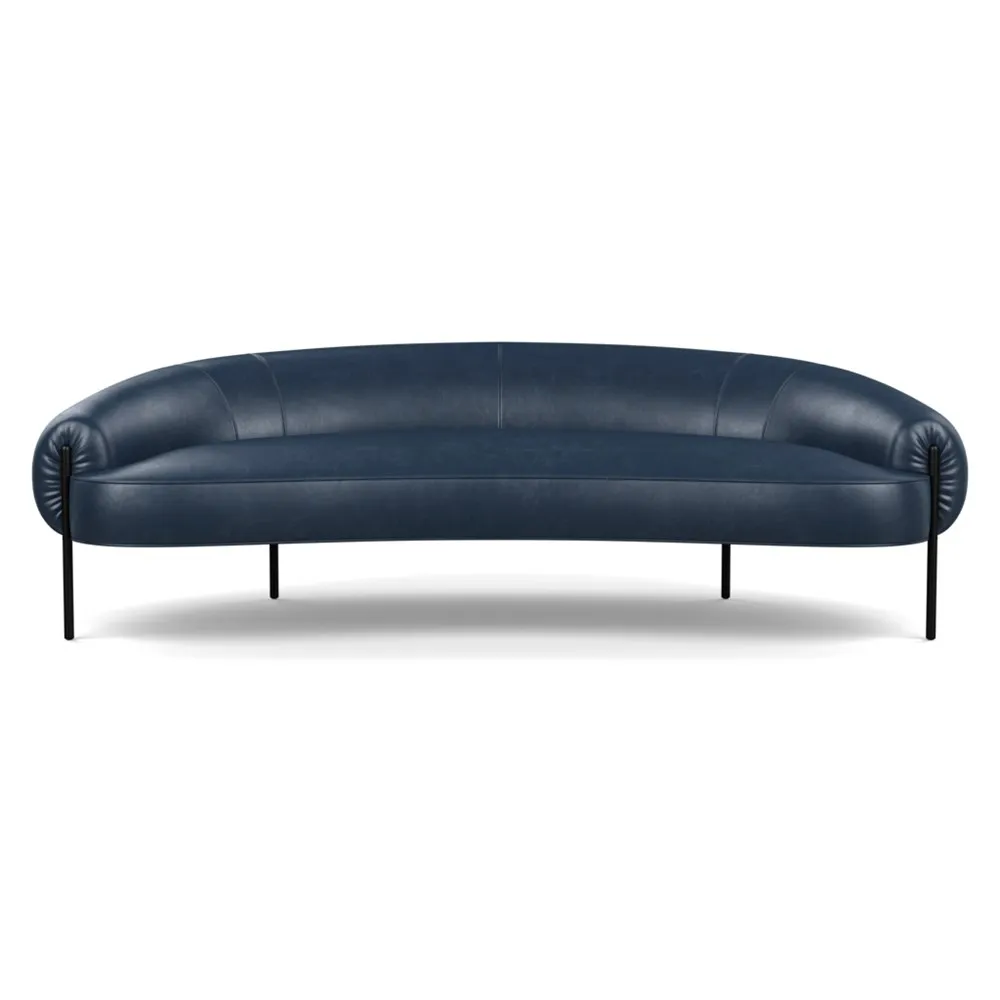 Heal's Isola 3 Seater Sofa Leather Stonewash Navy Blue 279 Black Feet 1