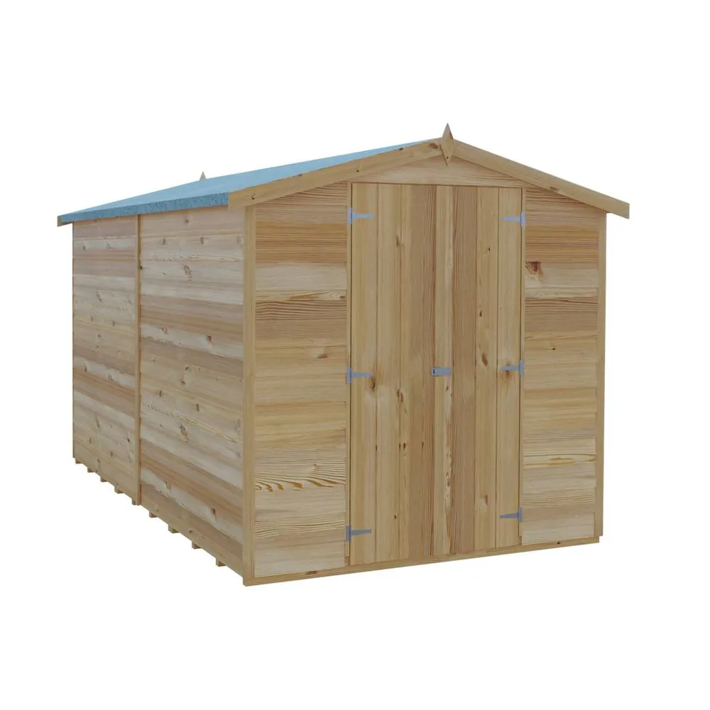Shires Overlap 10 x 6 Dip Treated Apex Shed Double Door No windows in Brown