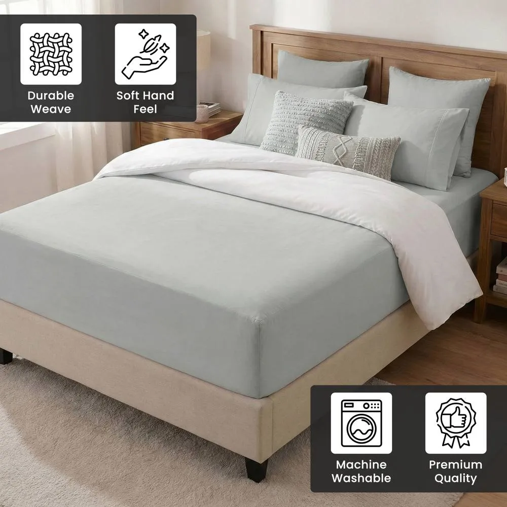 Smart Living 3 Pack Extra Deep Fitted Sheets 32cm Grey Polycotton Bedding 3