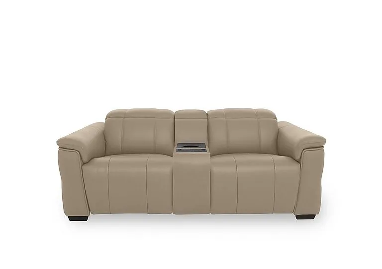 Inca NC Leather 2 Seater Power Recliner Sofa with Power Headrests and Fridge Console - Barley
