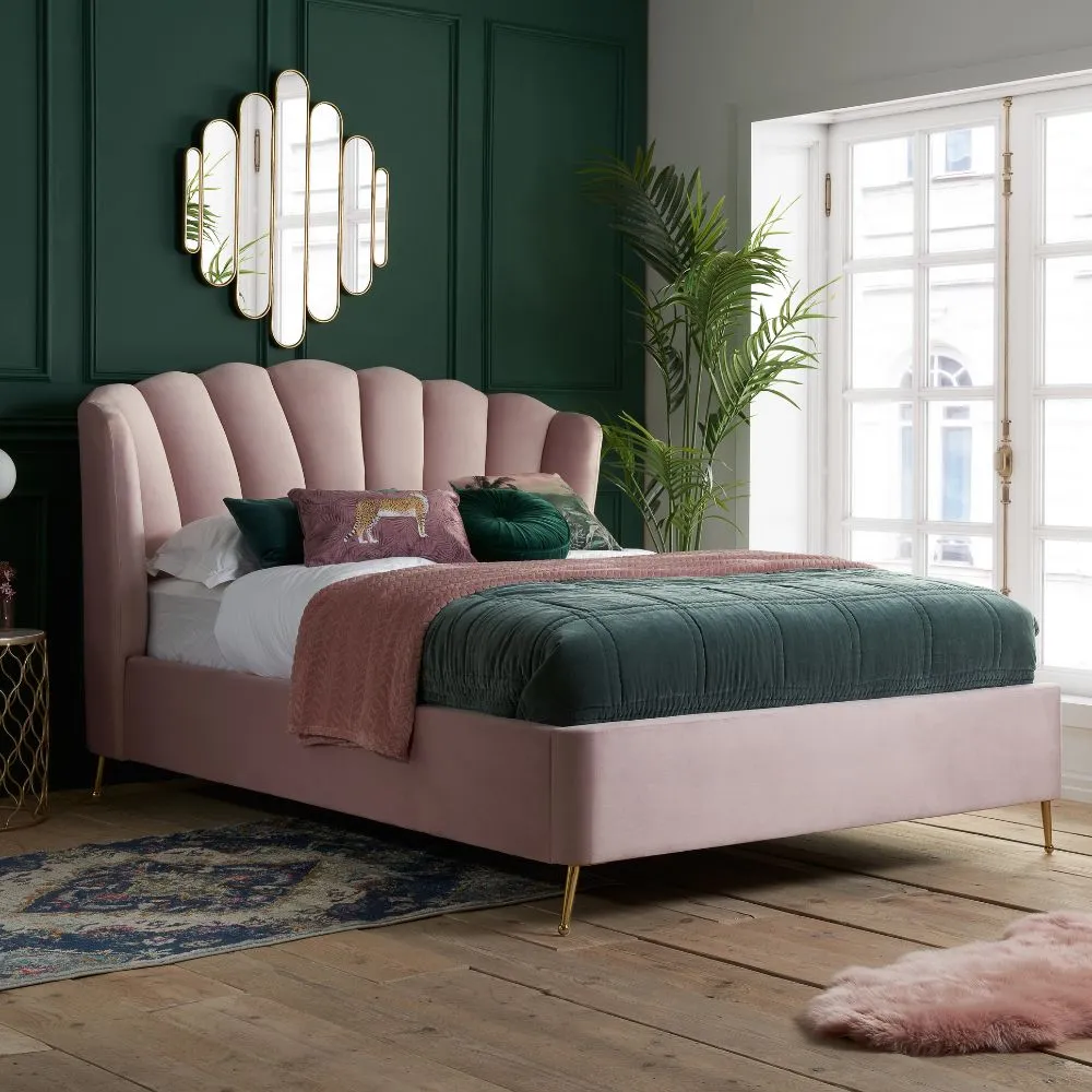 Birlea Velvet Fabric Ottoman Bed Frame Storage Lottie in Pink 1