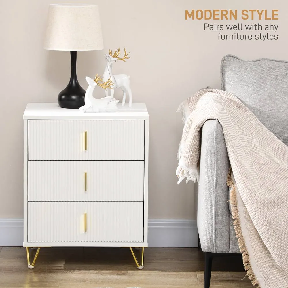 HOMCOM 3 Drawer Dresser Set of 2, Chest of Drawers Storage Cabinet, White 4
