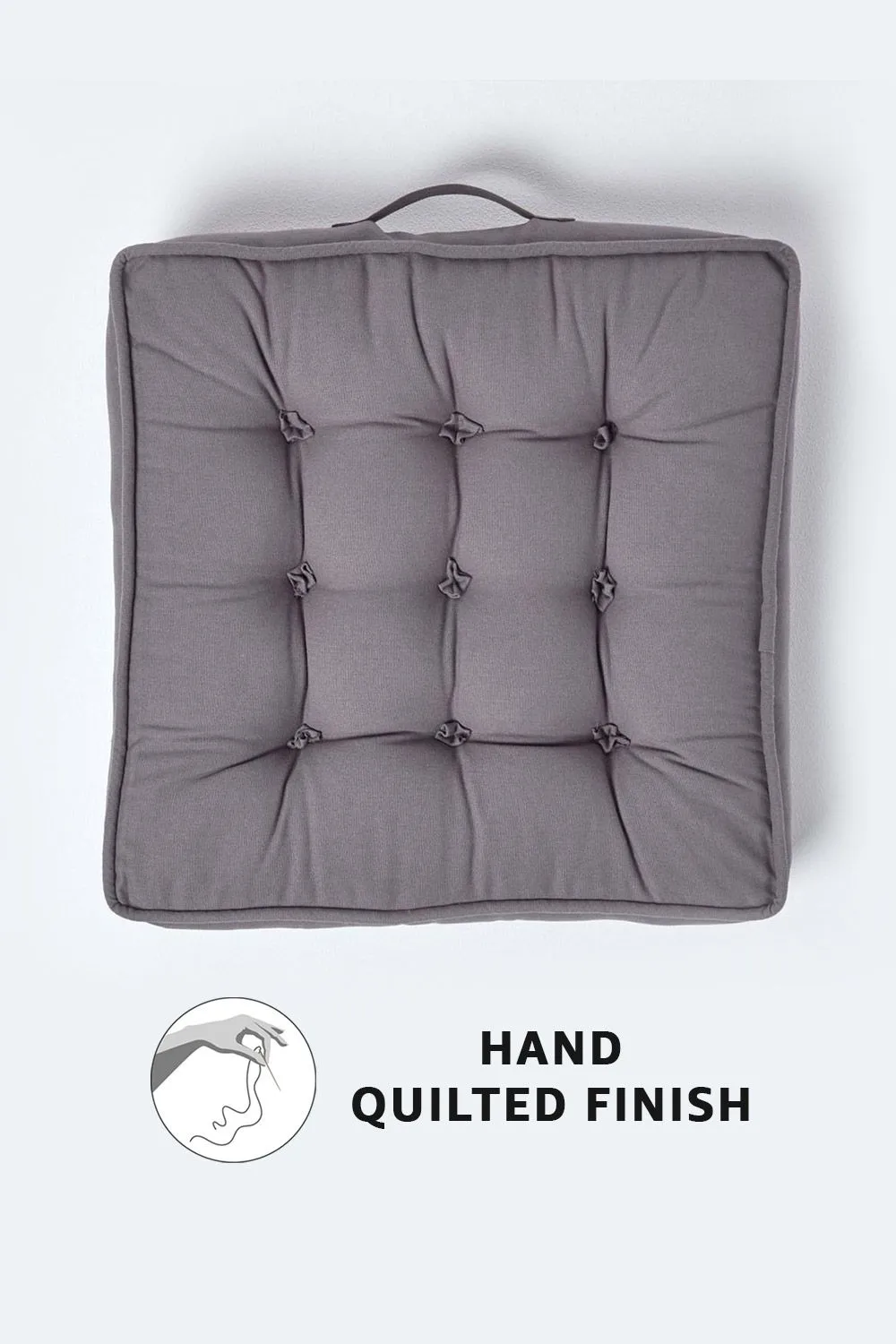 Homescapes Cotton Armchair Booster Cushion in Charcoal 3