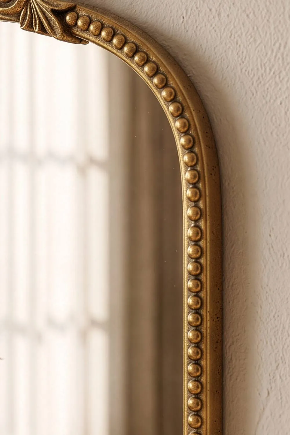 Dibor Tall Bronze Effect Floral Crest Wall Mirror, 142cm x 54cm in Gold 4