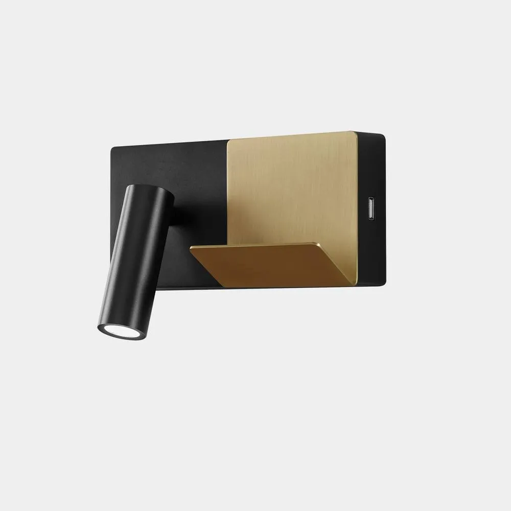 Netlighting E Lamp Reading Wall Light Black Gold LED 3.2W 2700K On Off
