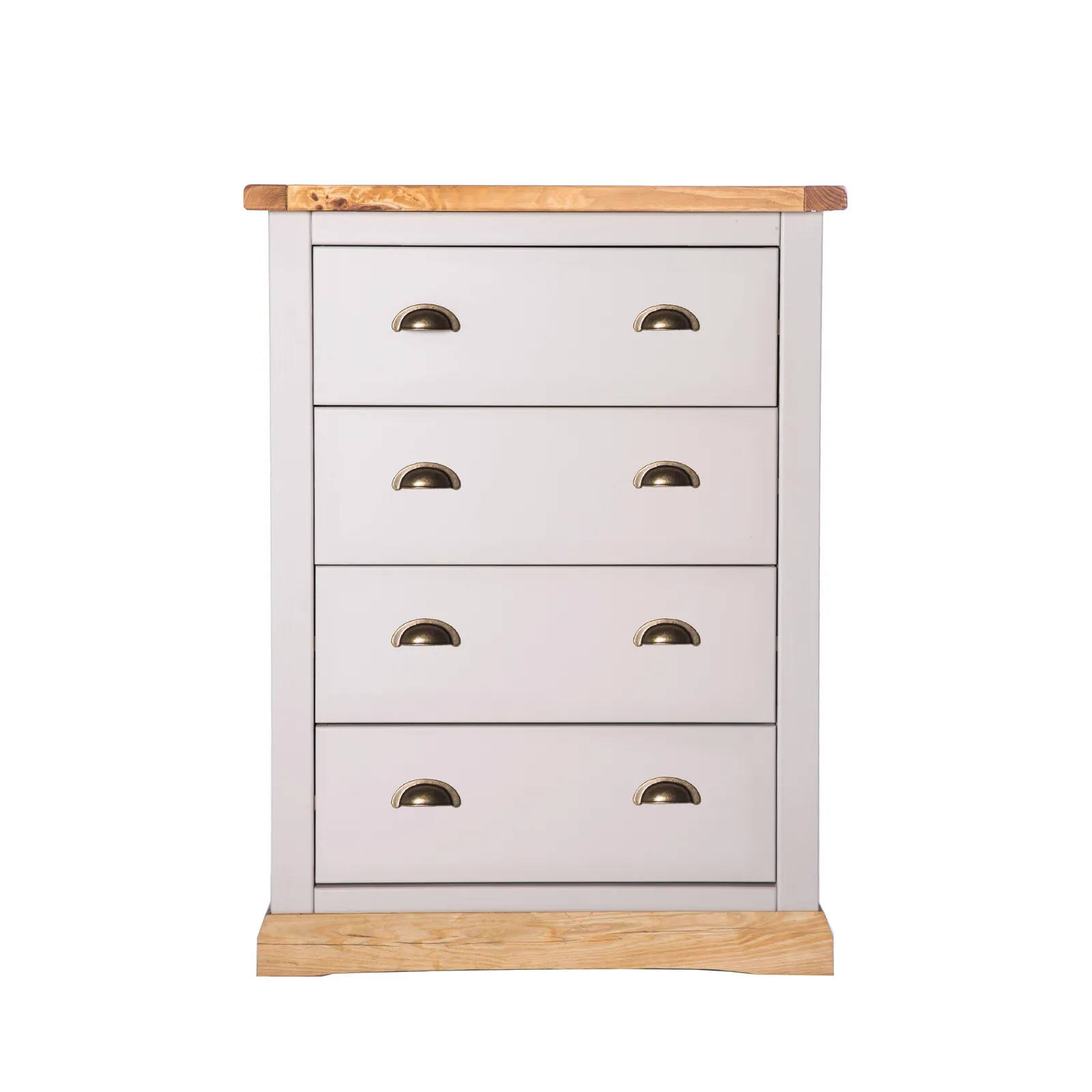 Cabinet Bits Bomporto 4 Drawer Chest of Drawers Brass Cup Handle in Light Grey 2