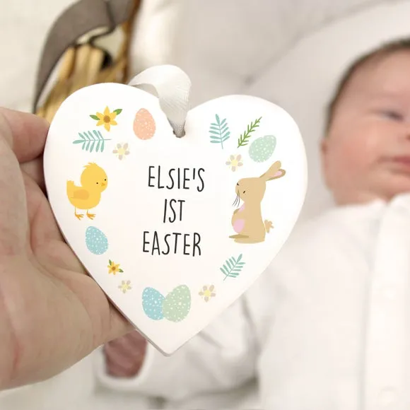 Personalised First Easter Heart Tree Decoration 2