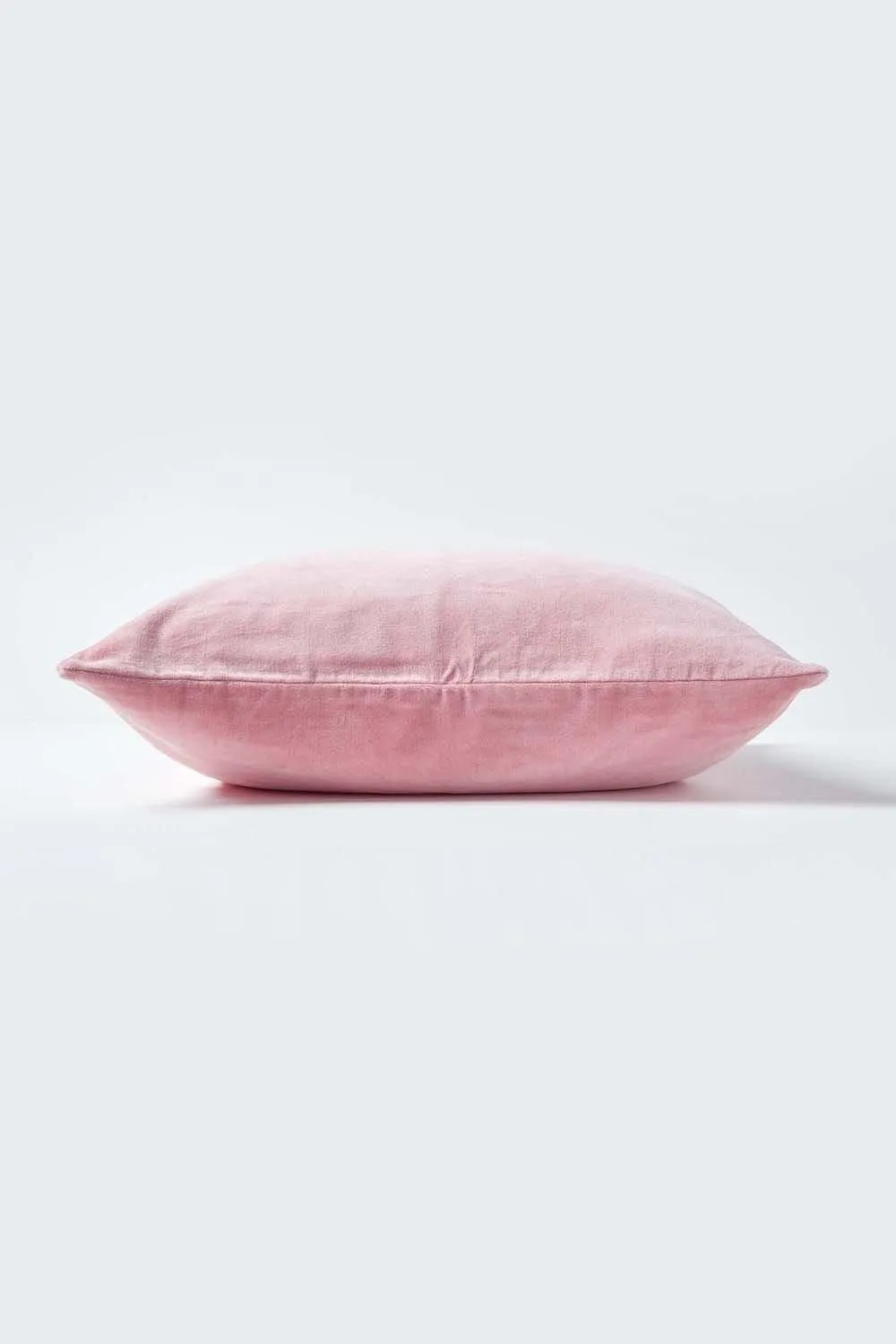 Homescapes Velvet Cushion Cover 100% Cotton, Soft & Machine Washable in Pink 2
