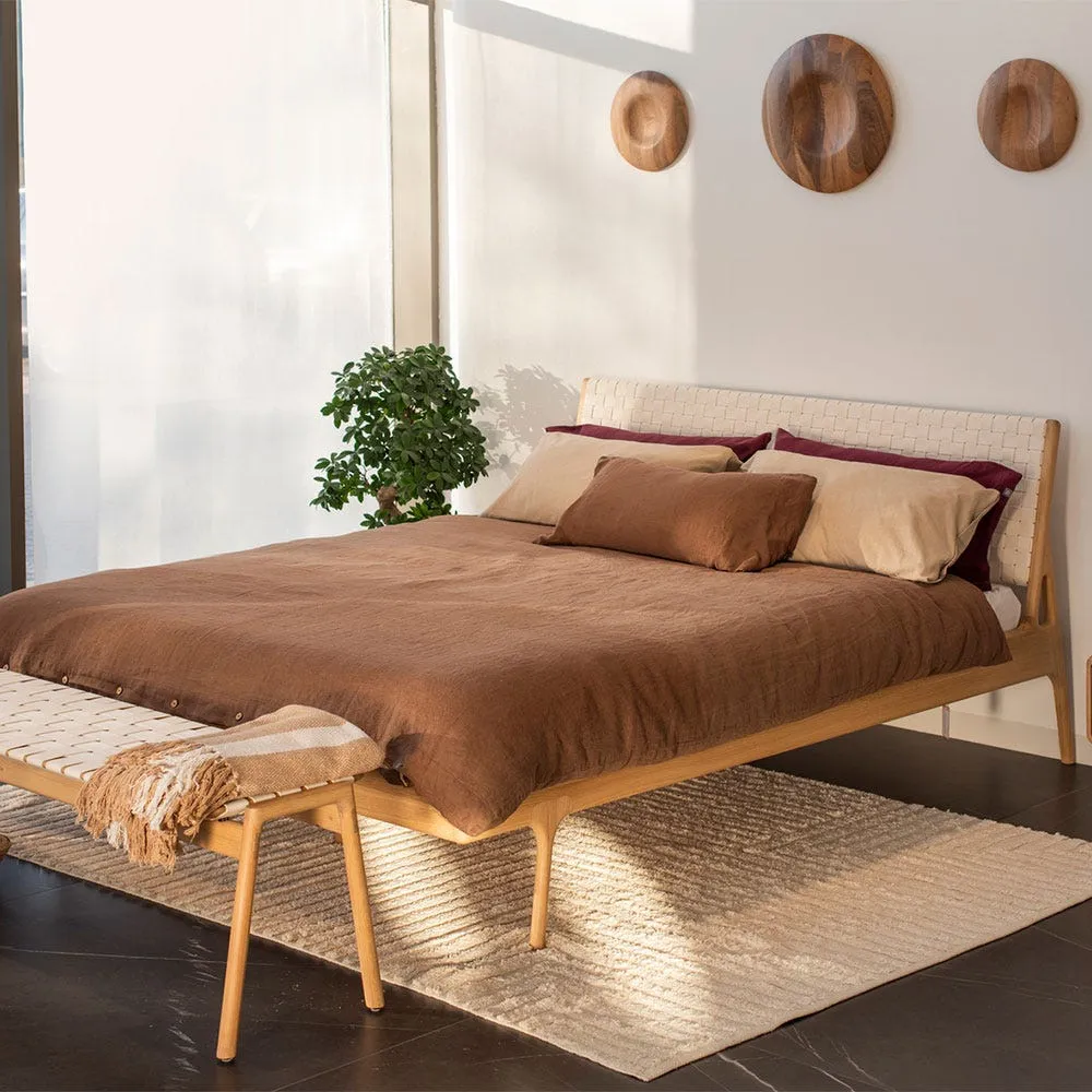 Gazzda Fawn King Bed Oak White Cotton Webbing 4