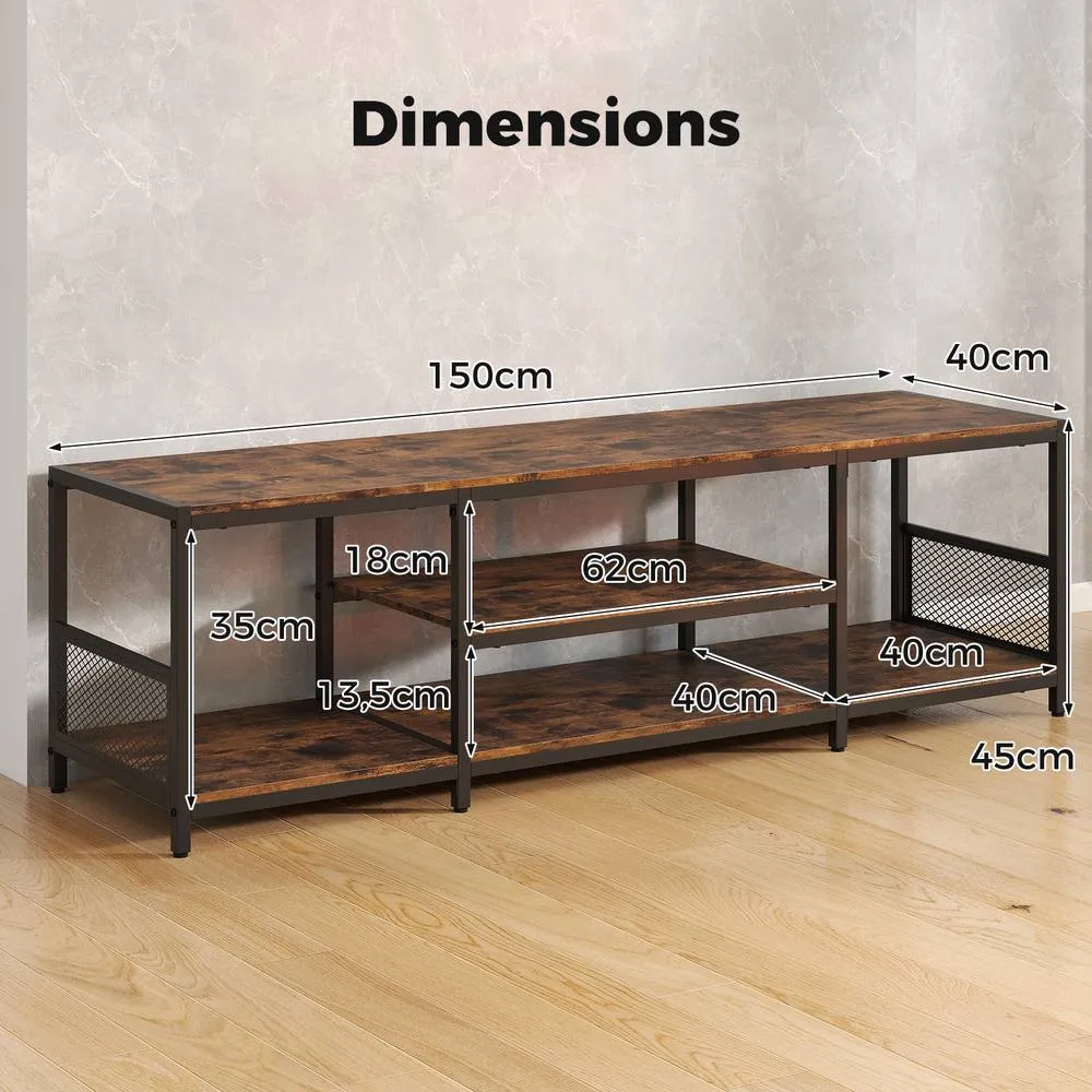 Costway Entertainment Center TV Stand for TVs up to 65 Inches in Brown 2