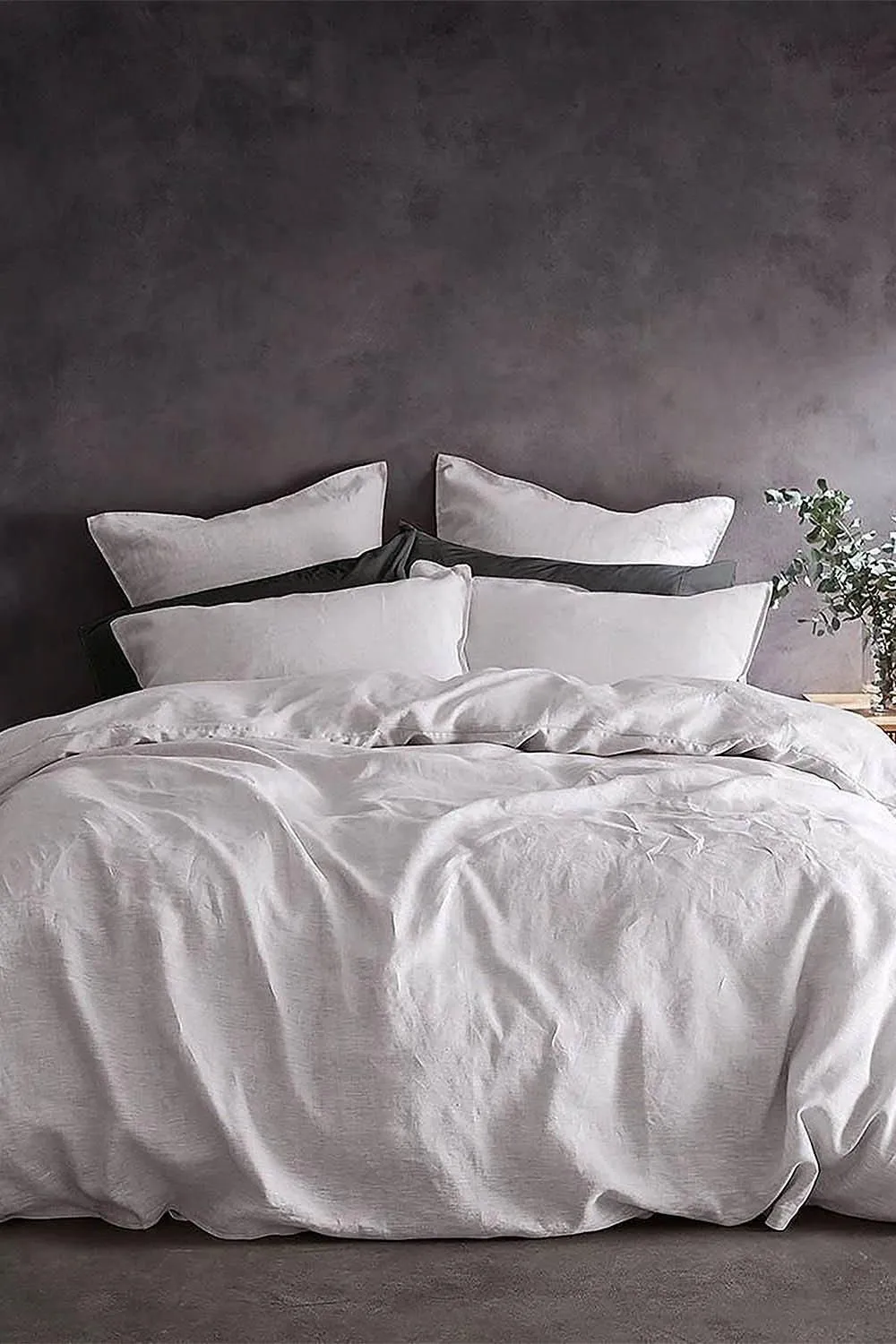 Lazy Linen 'Pure Washed Linen' Duvet Cover in White