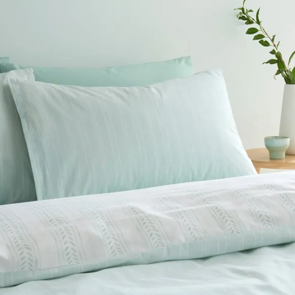 Leaf Stripe Polycotton Duvet Cover & Pillowcase Set 4