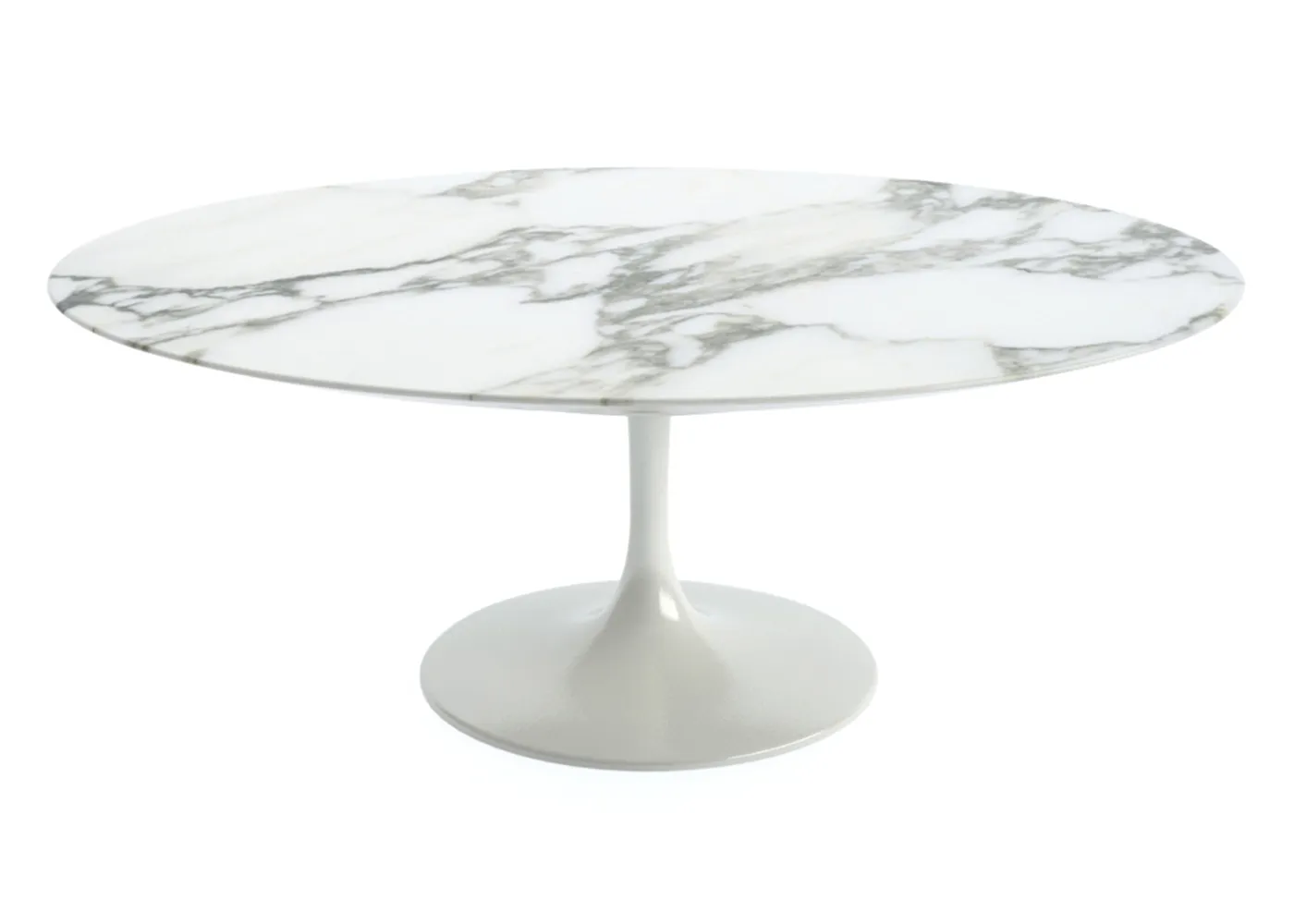 Knoll Saarinen Oval Coffee Table Arabescato Coated Marble