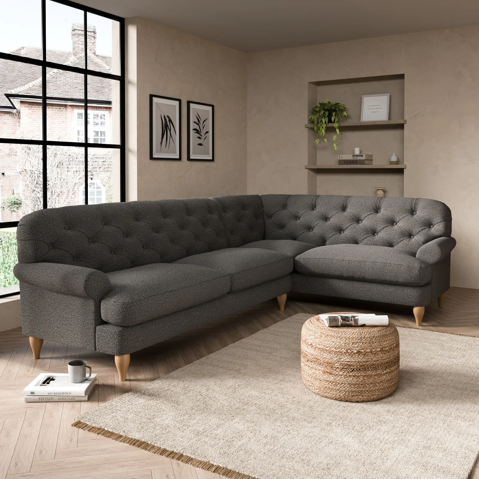 Canterbury Cosy Marl Right Hand Corner Sofa Grey