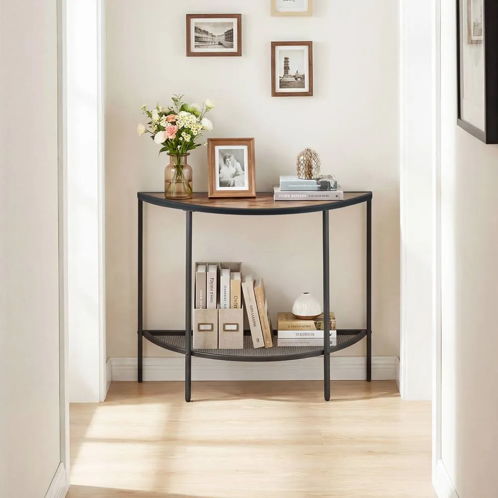 Costway 2 Tier Narrow Entryway Table with Storage Shelf in Brown 5