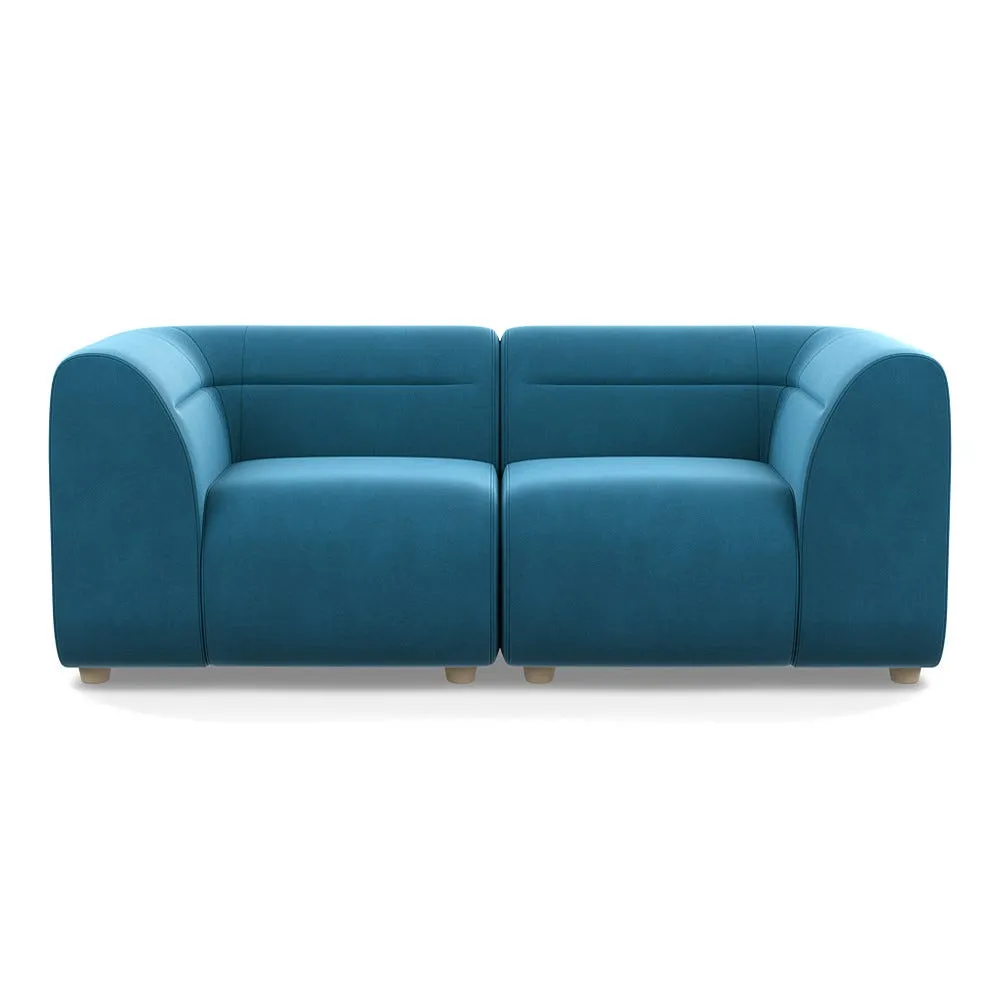 Heal's Lilli 2 Seater Sofa Smart Velvet Ocean Natural Beech Feet