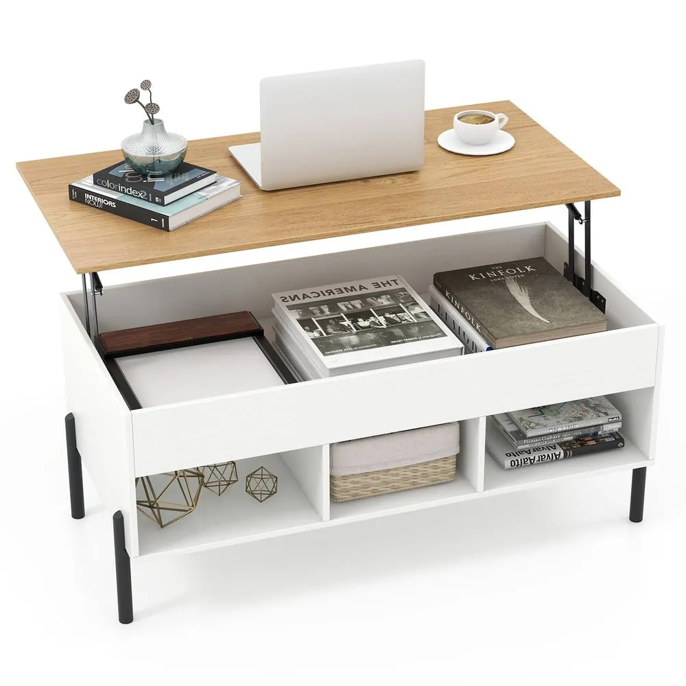 Costway Lift Top Coffee Table Central Table w/Lifting Tabletop in White 3