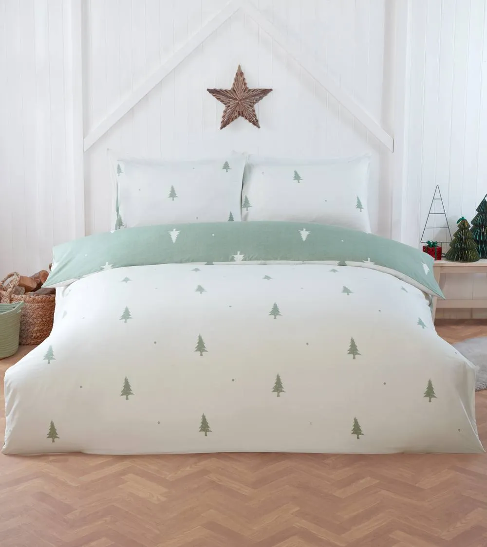 Rapport Home Fir Microfibre Reversible Duvet Cover Set with Pillowcase in Green 4
