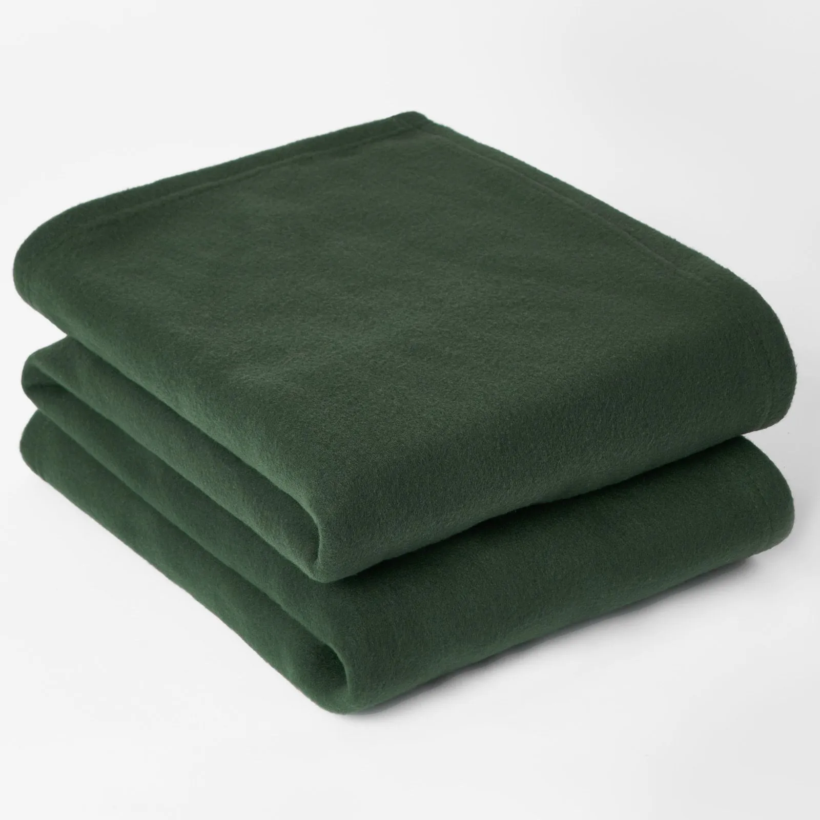 OHS Warm Plain Fleece Throw Over Bed Blanket in Dark Green