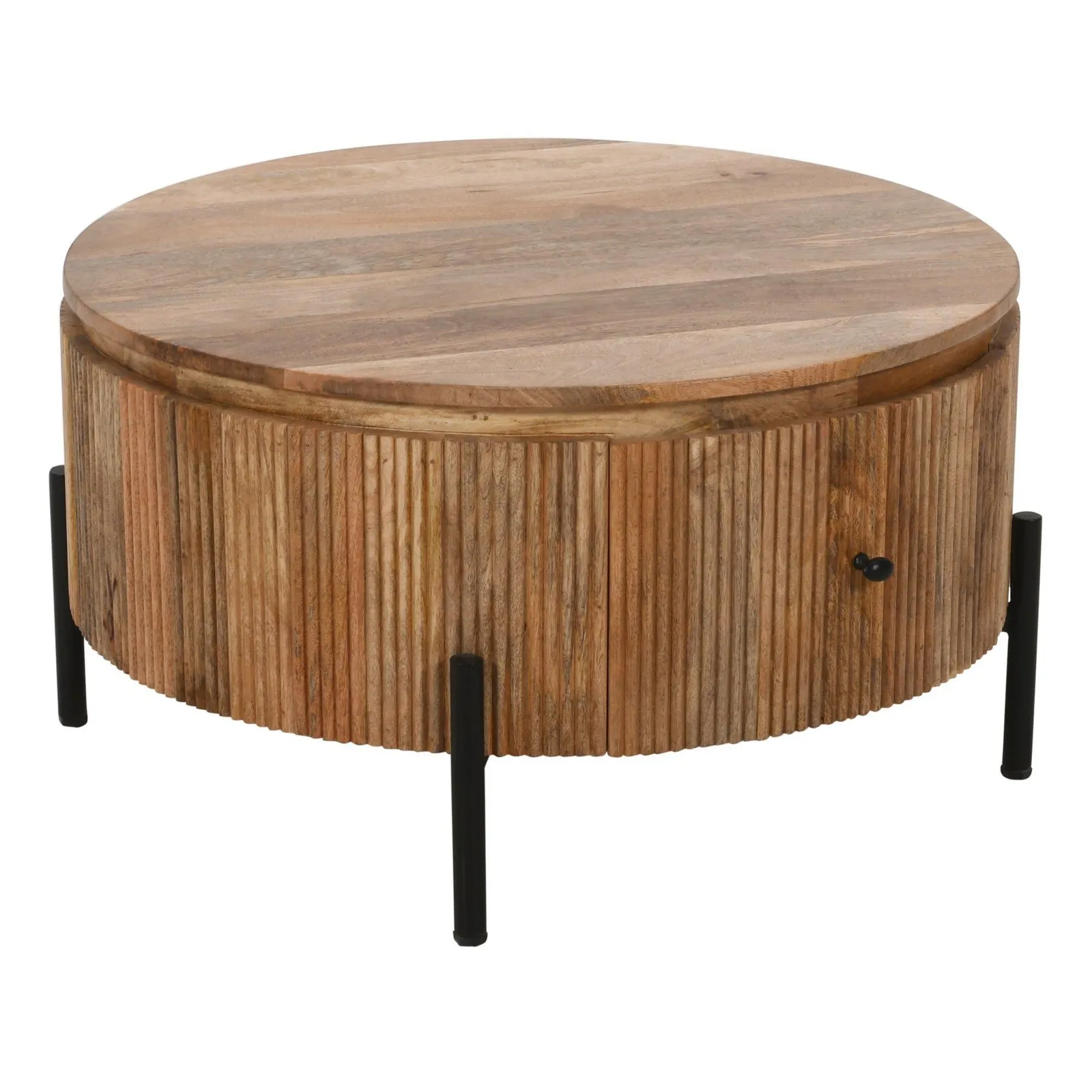 IH Design Margarita Natural Solid Wood Coffee Table With Metal Legs 4