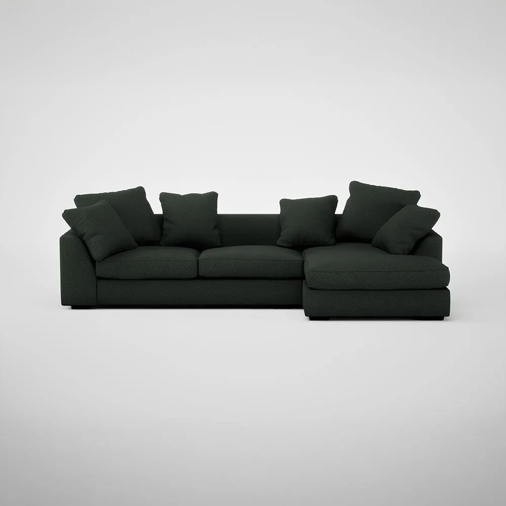 Heal's Cumulus Right Hand Facing Corner Sofa Boucle Fern Black Feet 1