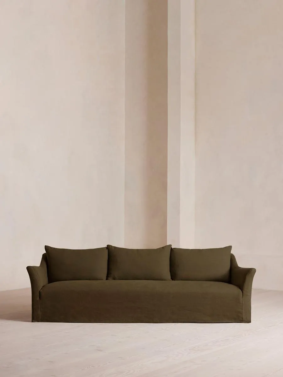 Roma Four Seater Sofa, Linen, Olive