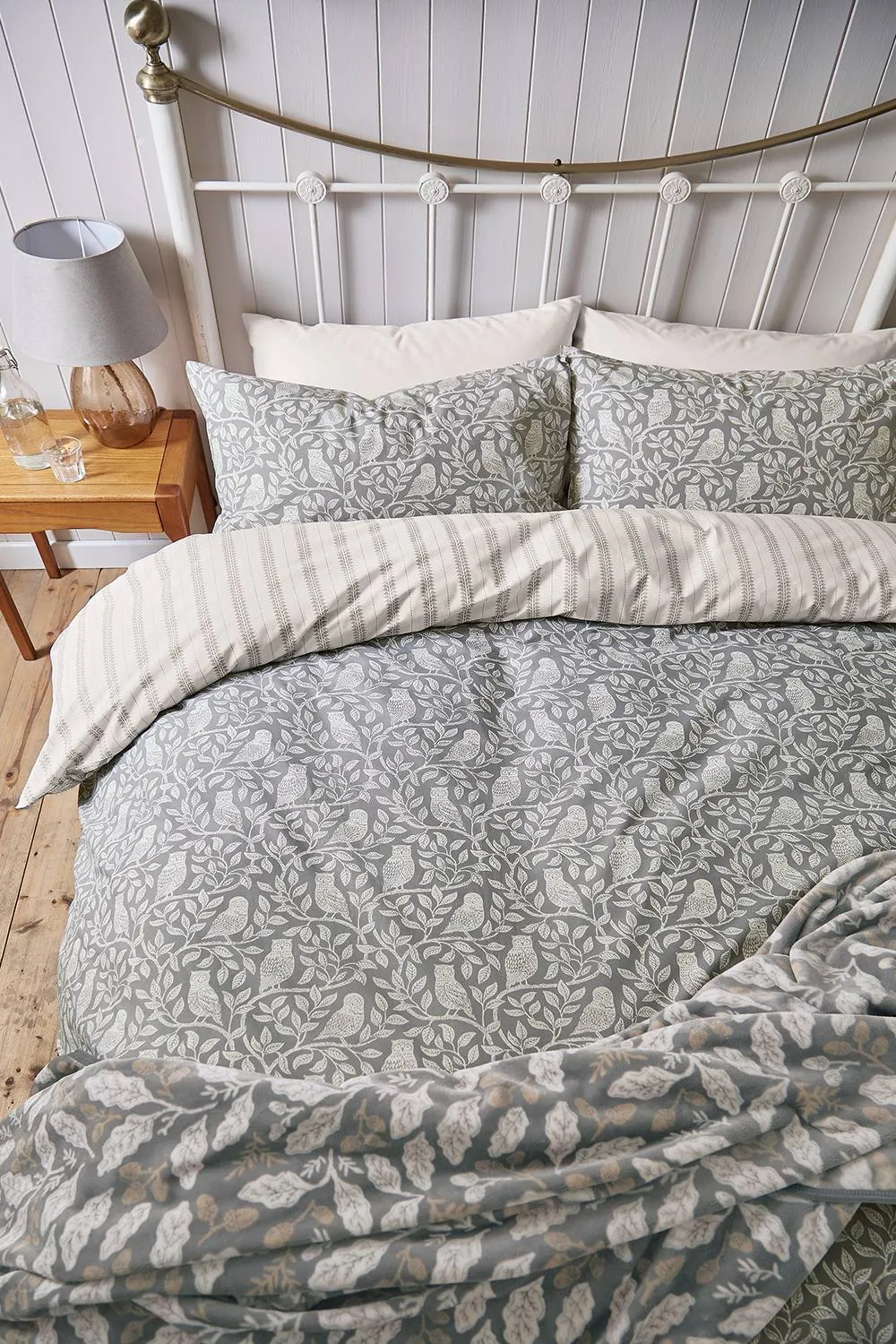 Helena Springfield 'Owls' Cotton Duvet Cover Set in Silver 4