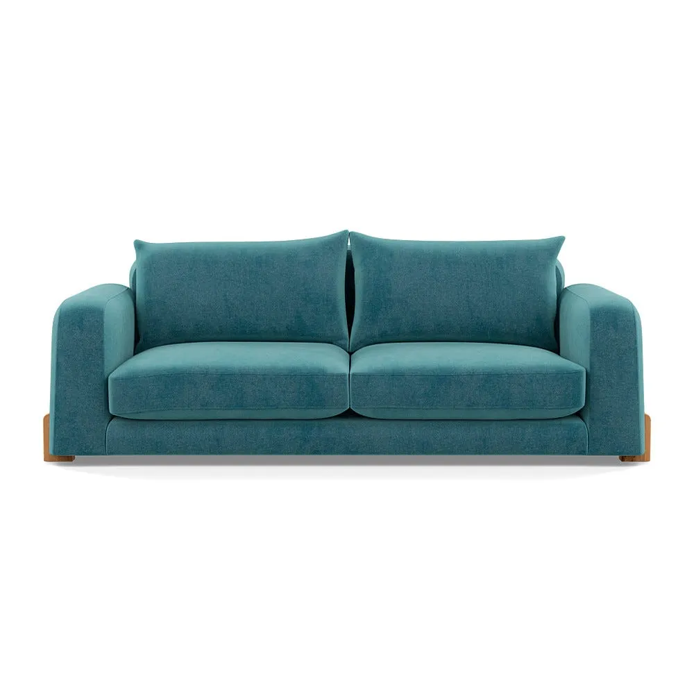 Heal's Nuvola 4 Seater Sofa Smart Luxe Velvet Airforce Blue Natural Oak Feet 1