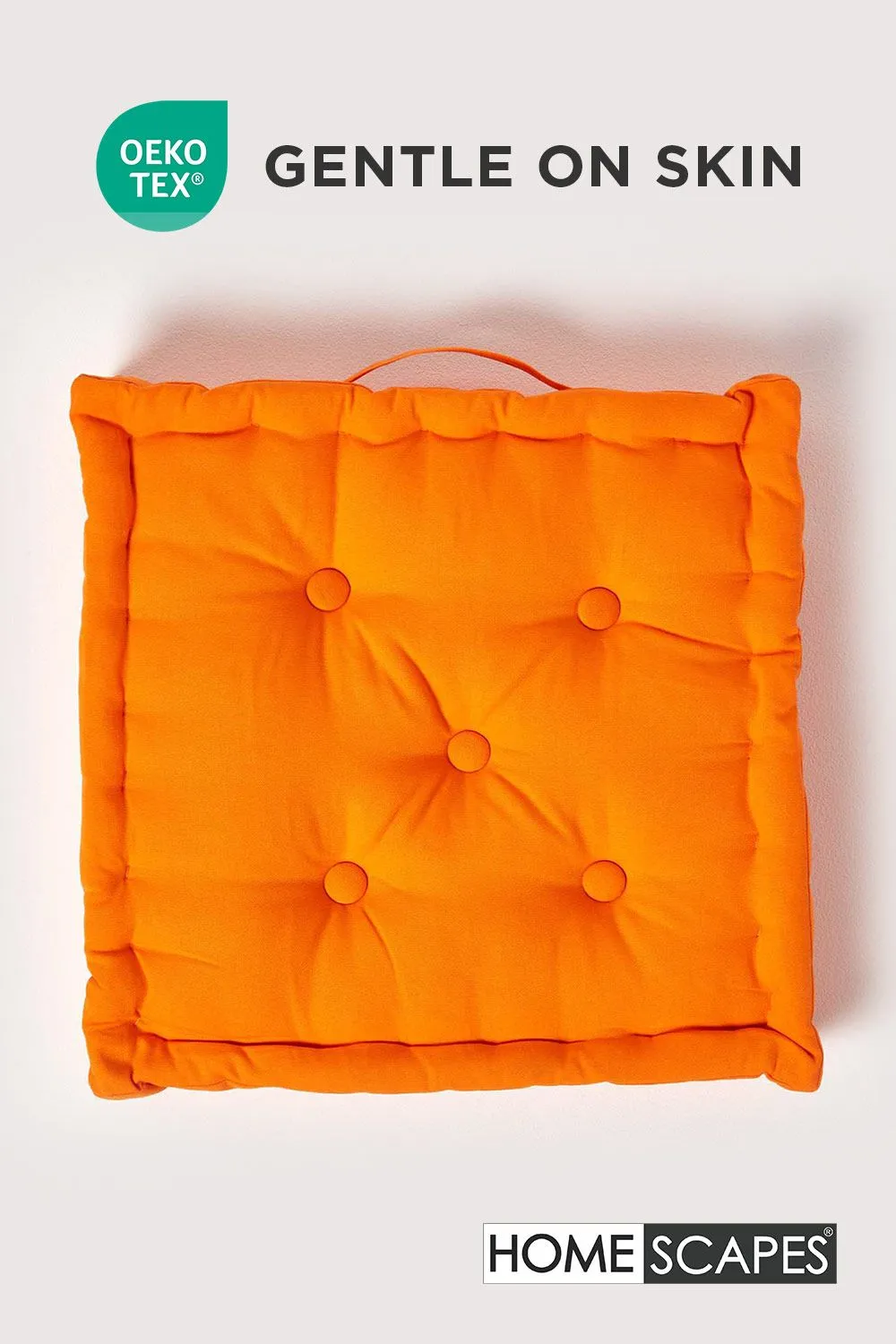 Homescapes Plain Cotton Floor Cushion in Orange 3