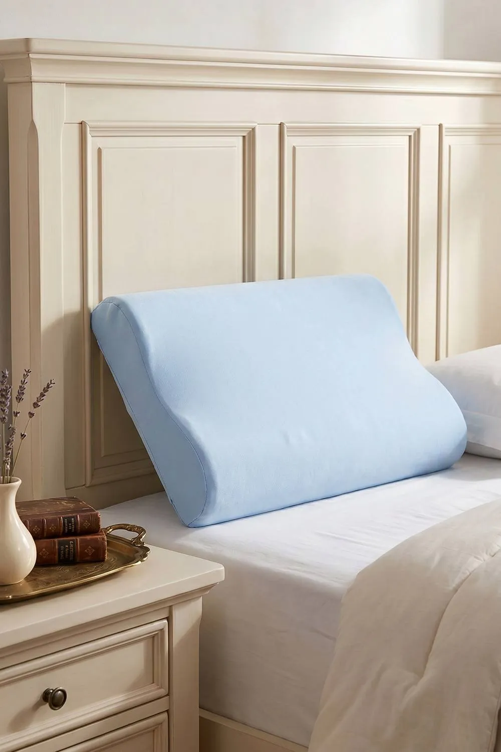 Living and Home Cooling Memory Foam Pillow with Removable Cover in Light Blue