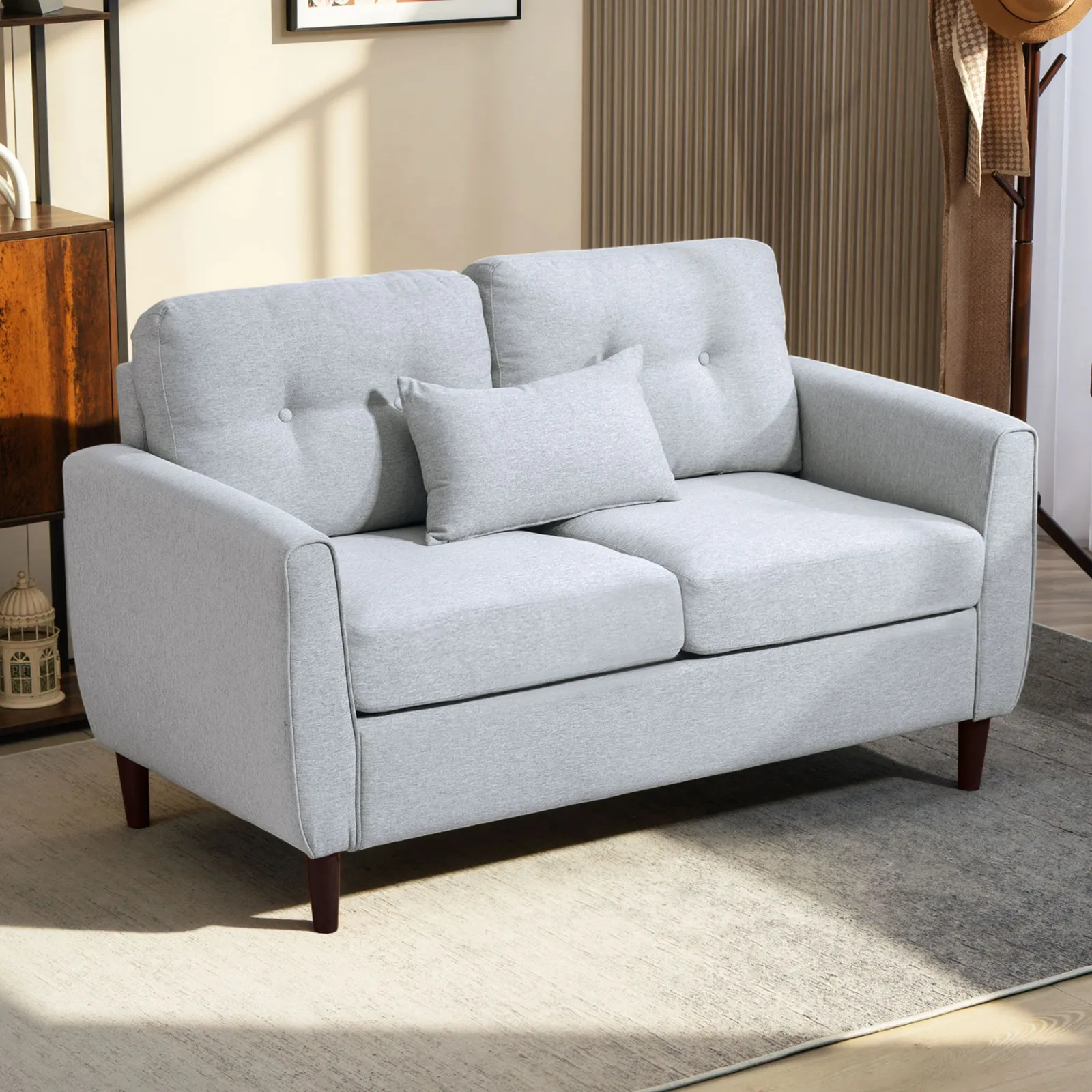 HOMCOM Modern Chic Loveseat with Armrest Spring Padding for Home Office in Grey 2