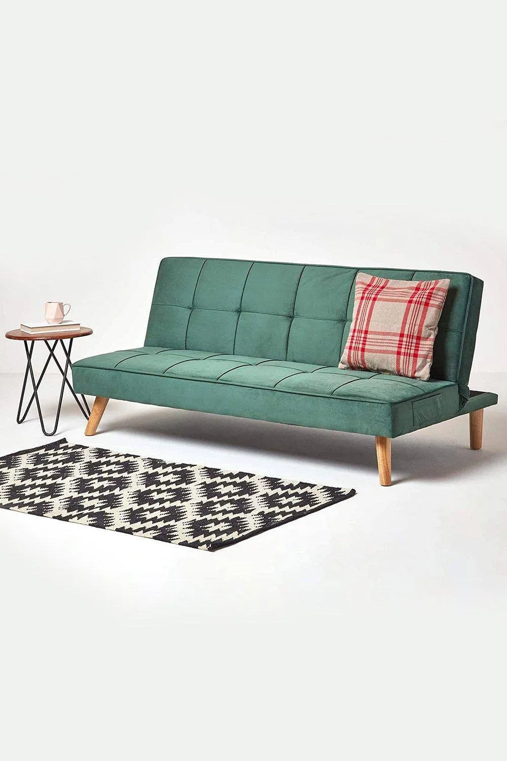 Homescapes Bower Velvet Sofa Bed in Dark Green 2
