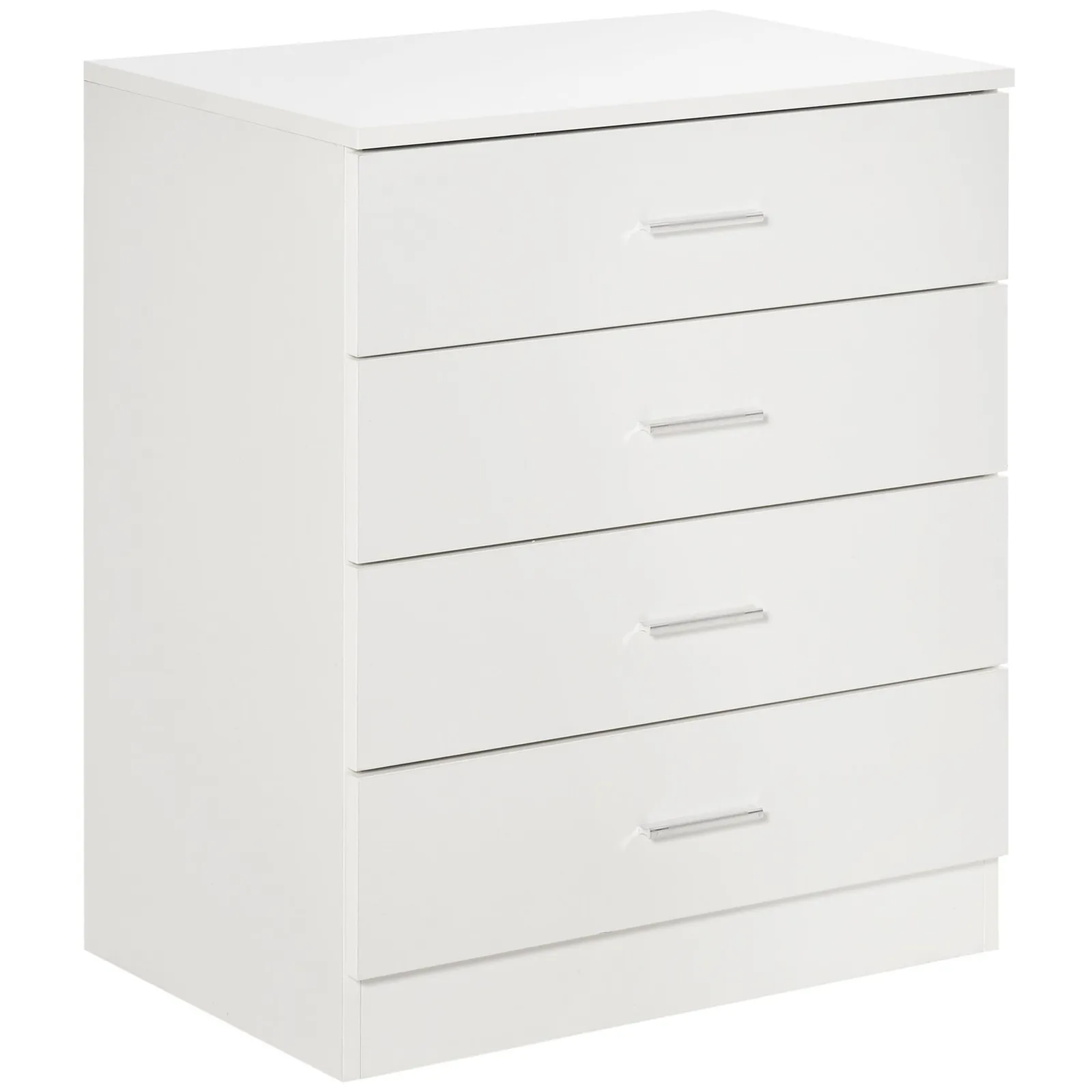 HOMCOM Storage Cabinet Vertical Drawer Chest of 4 with Metal Rails Anti Tip in White 2