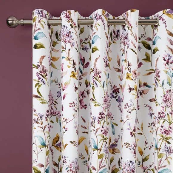 Madison Floral Polycotton Blackout Eyelet Curtains