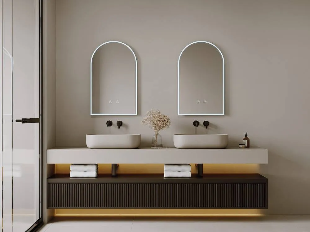 Vente-unique Arched Anti-Mist Bathroom Mirror With Leds - W50 X H80 Cm - ARCADI in Clear 3