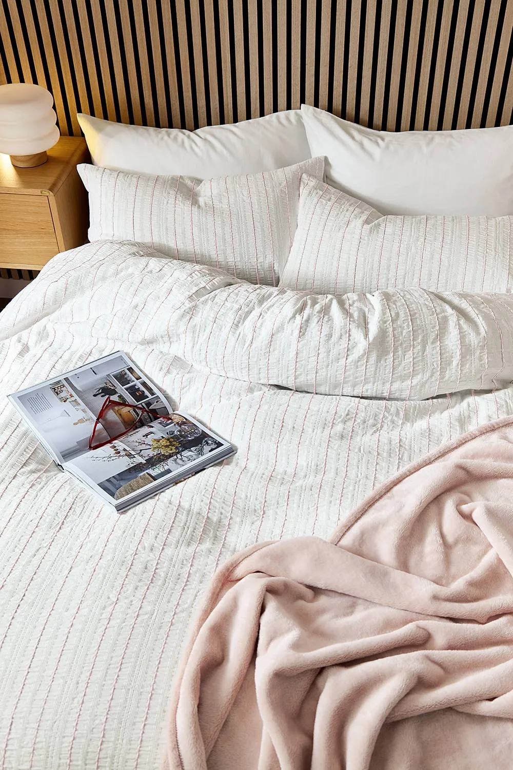 Helena Springfield 'Waffle Stripe' Duvet Cover Set in Pink 2