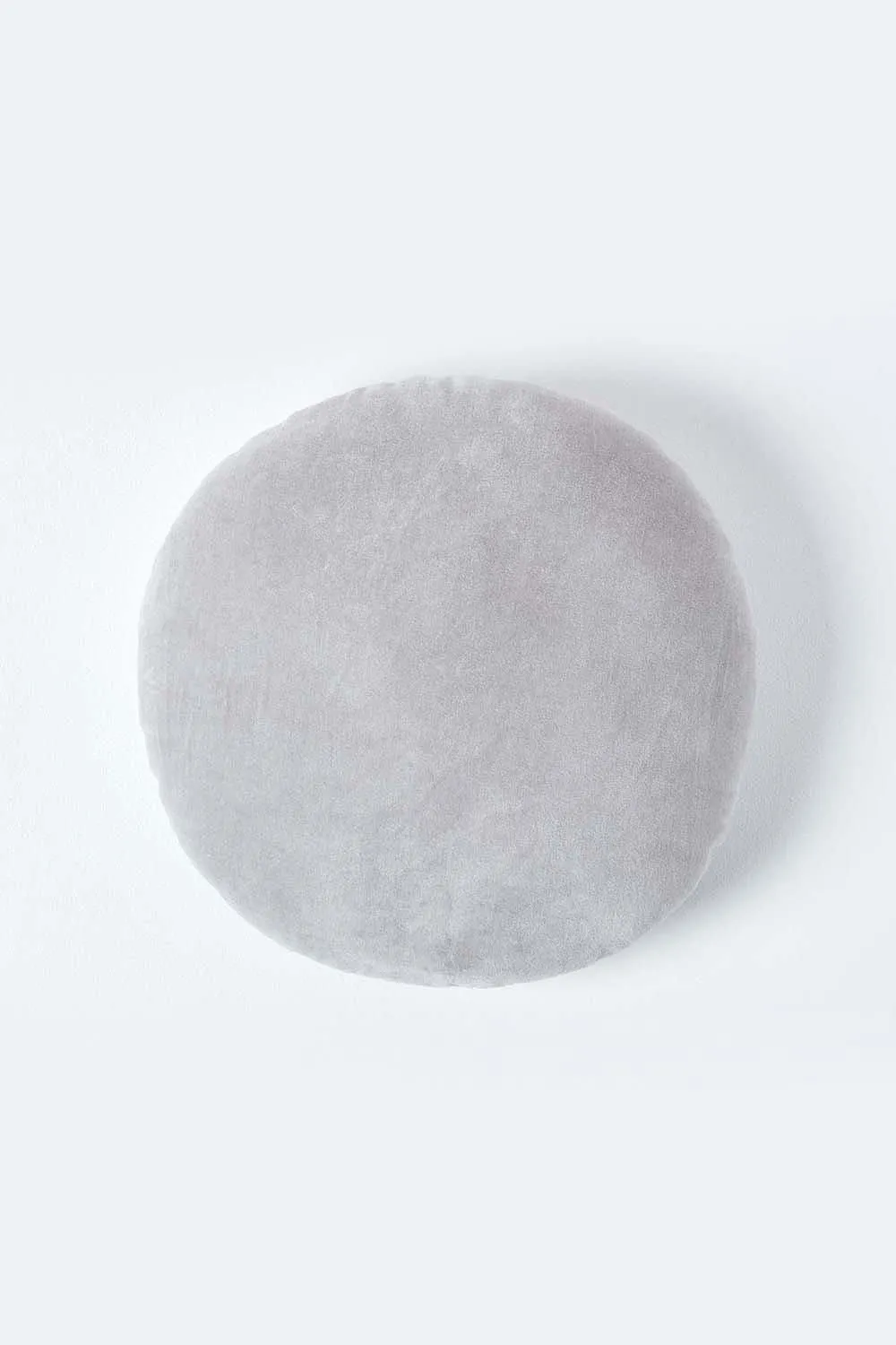 Homescapes Velvet Cushion, 40 cm Round in Light Grey 1