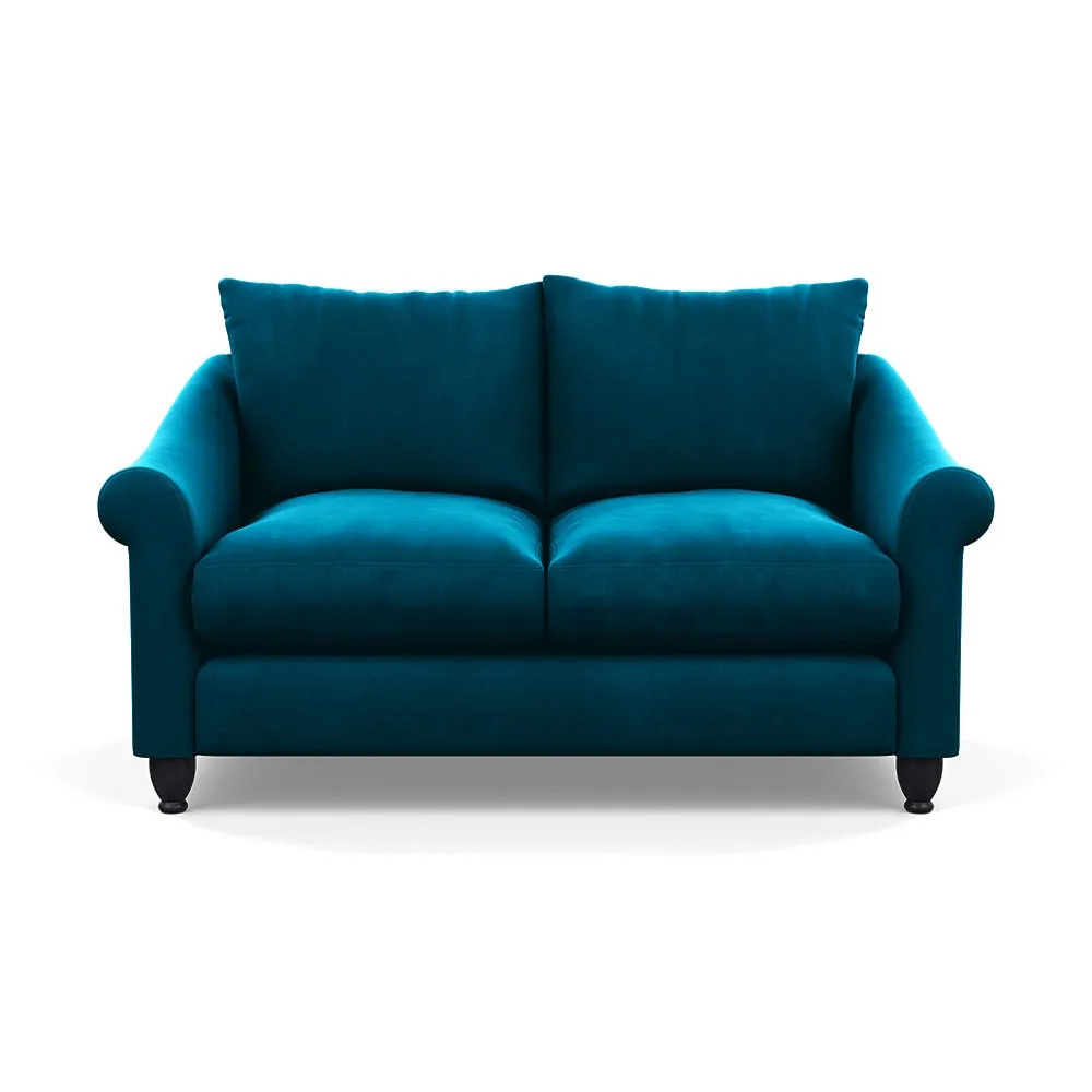 Heal's Devon 2 Seater Velvet Teal Black Stain Beech Feet 1