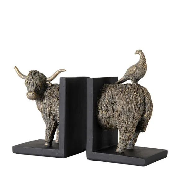Cedar & Sage Set of 2 Highland Cow Bookends 3