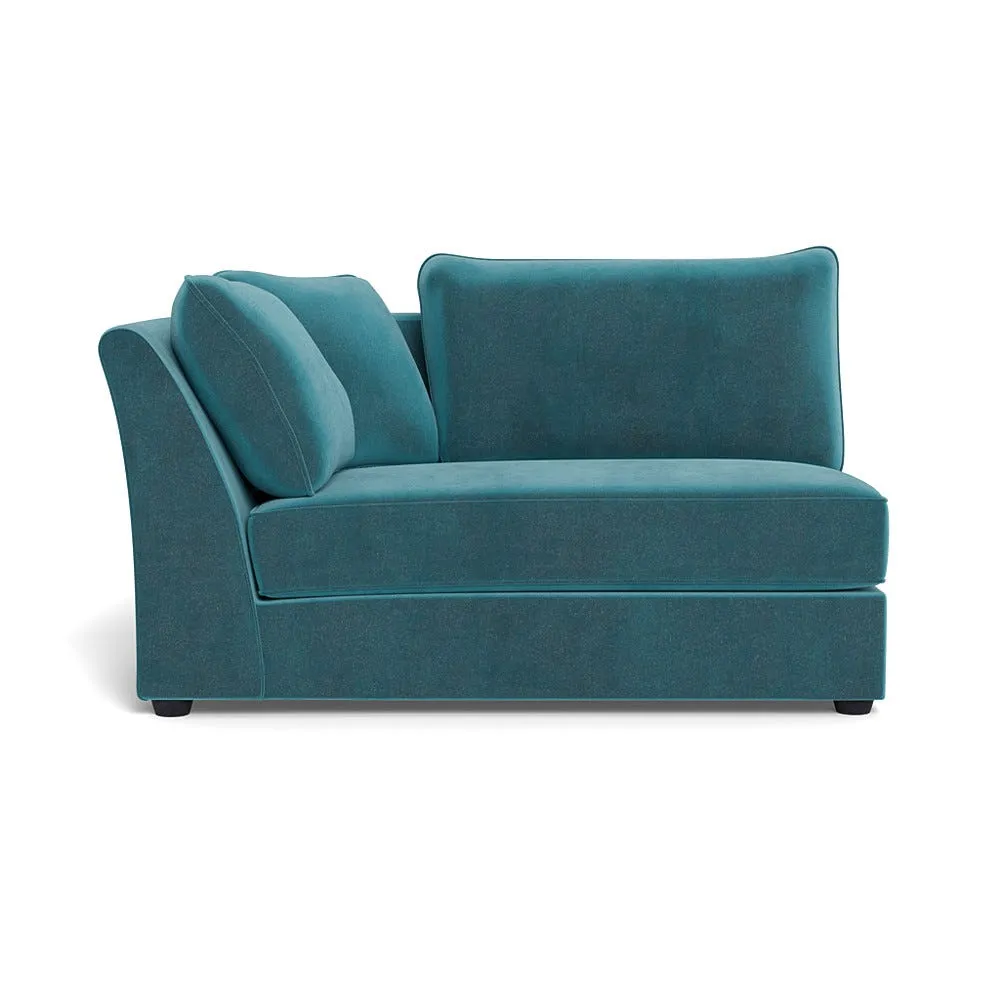 Heal's Tailor Large Curved Left Hand Facing Corner Unit Smart Luxe Velvet Airforce Black Feet