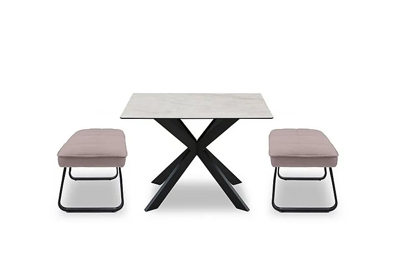 Luno Fixed Dining Table and 2 Low Benches