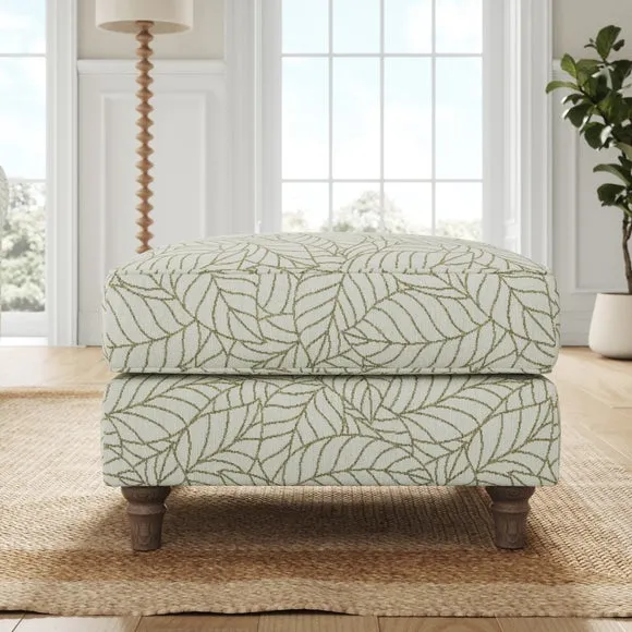 Flori Woven Leaf Fabric Footstool 2