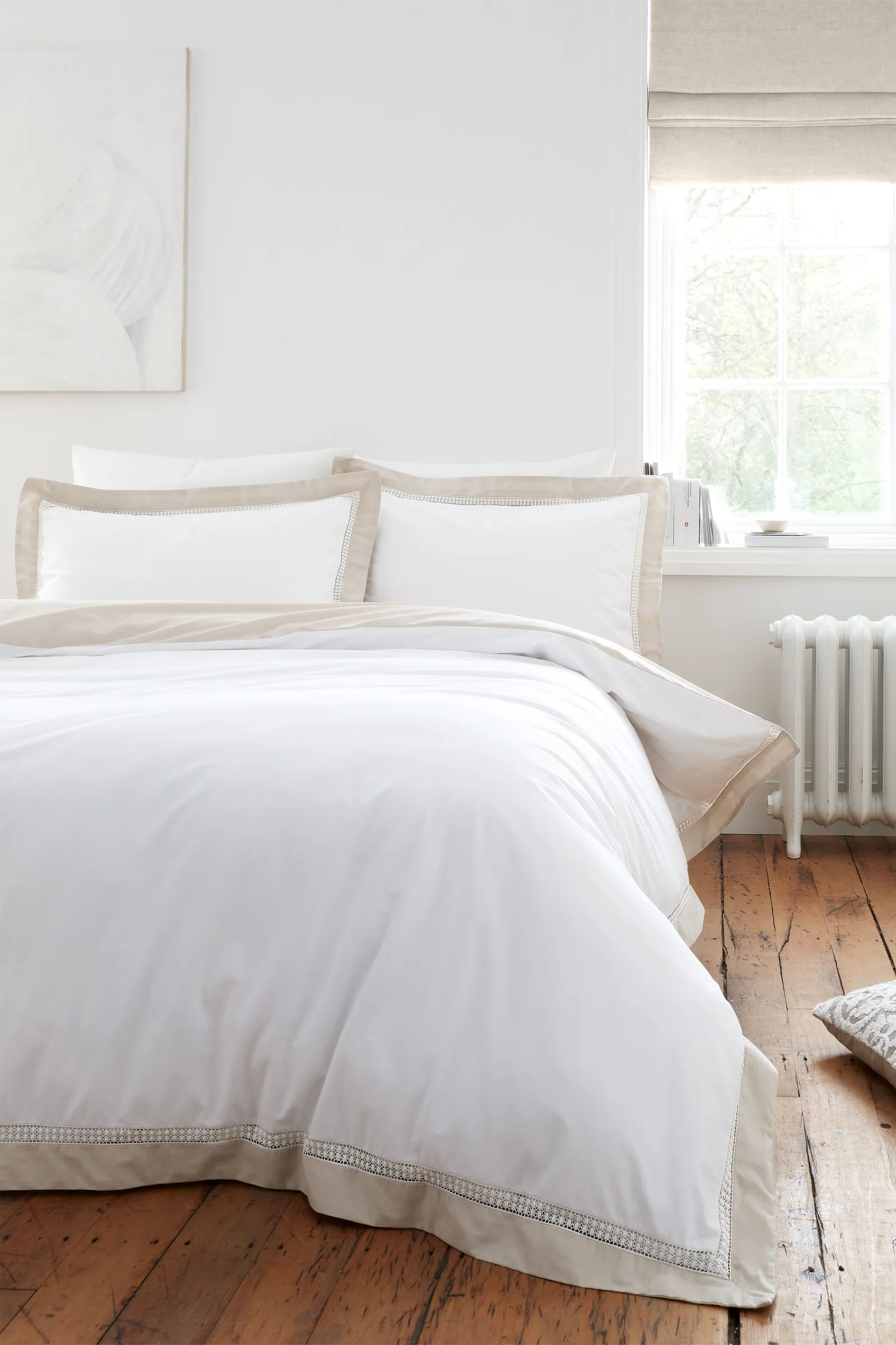 Bianca 'Oxford Lace' 200 Thread Count Cotton Duvet Cover Set in Natural