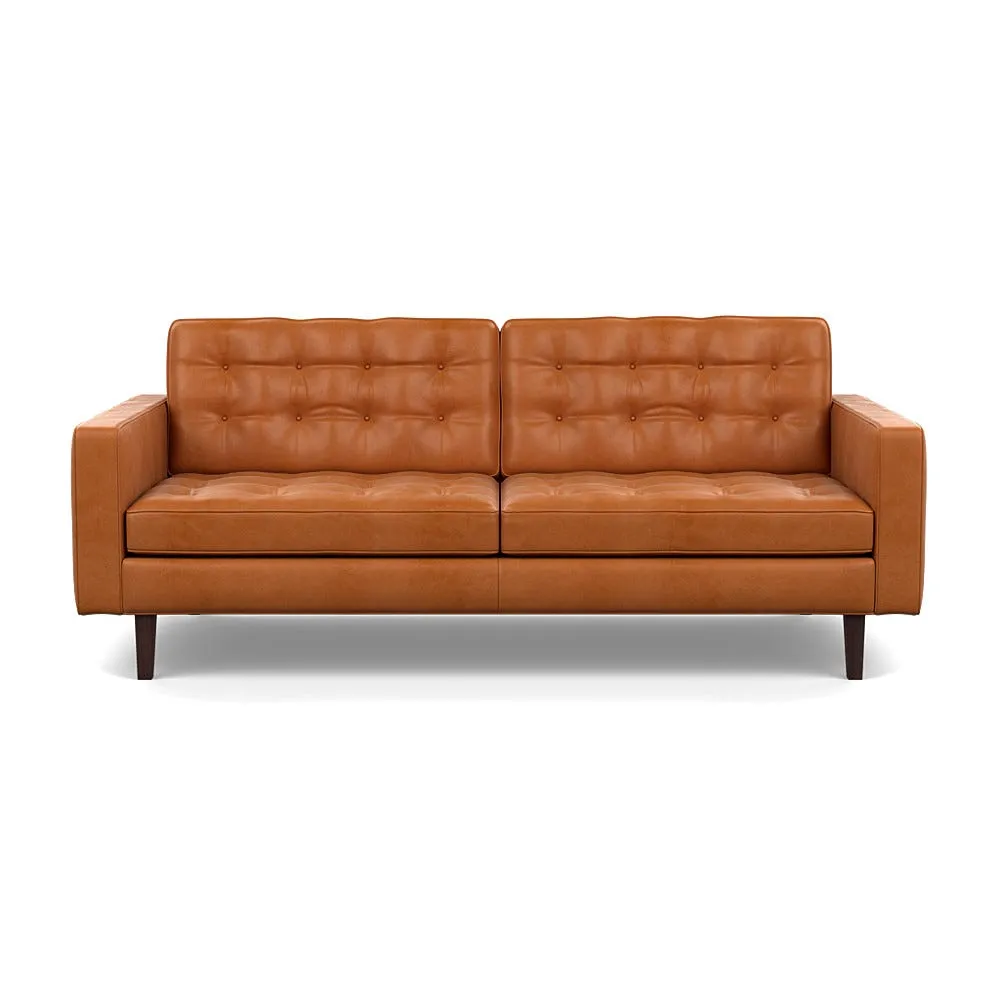 Heal's Hepburn 3 Seater Daino Leather Treacle Wenge Feet 1
