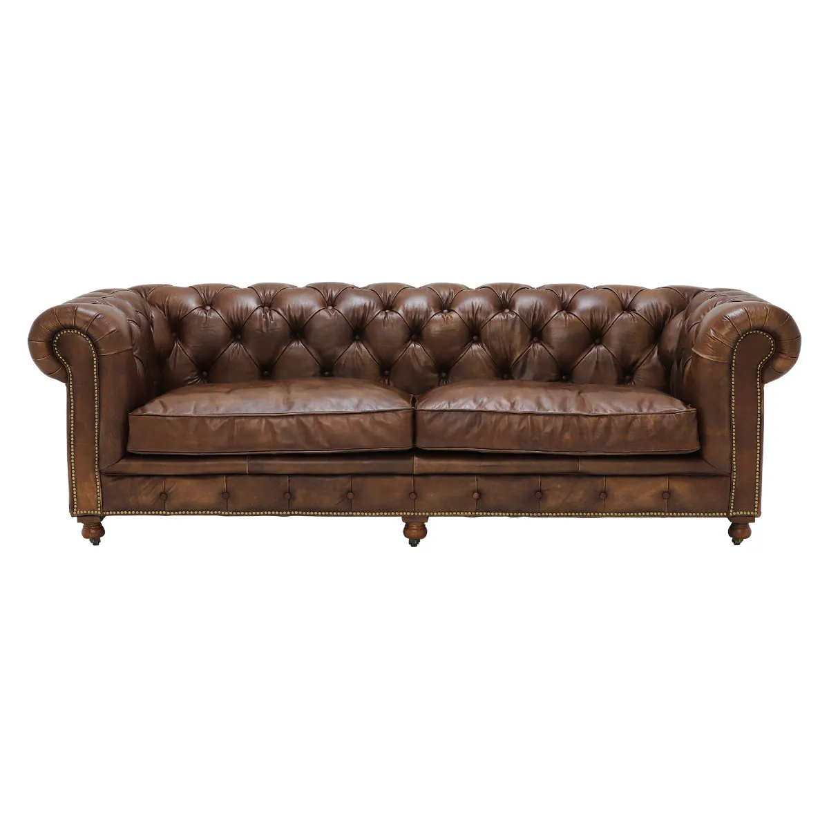 Asquith Leather 3 Seater Chesterfield Sofa