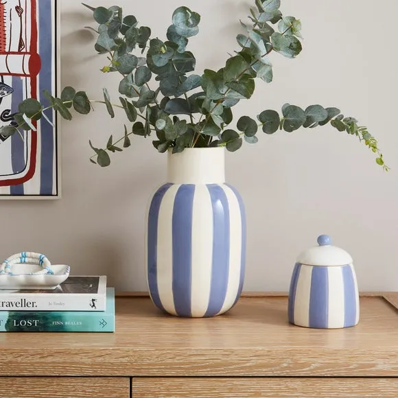 Striped Ceramic Bottle Vase