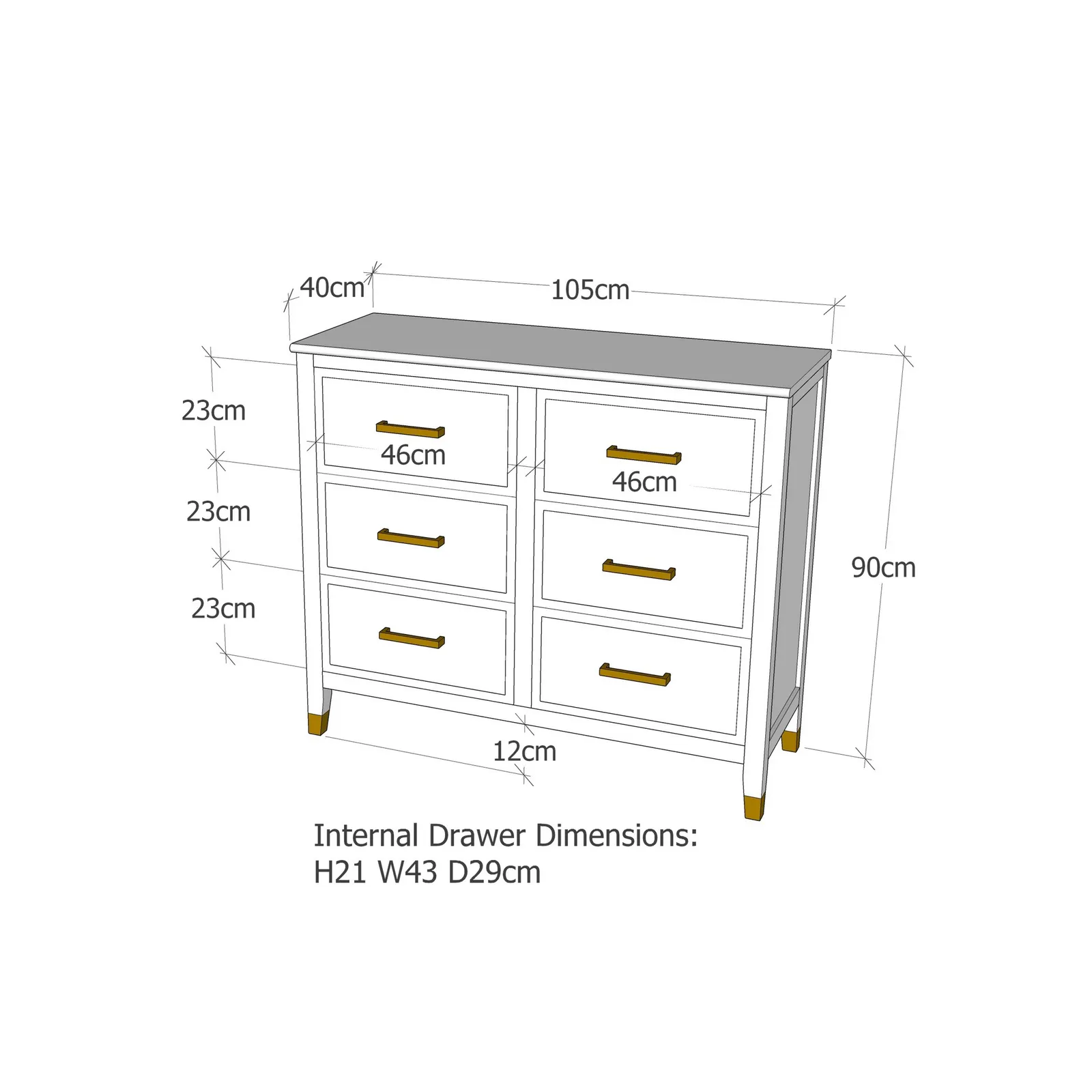 Cabinet Bits Palazzi 6 Drawer Chest of Drawers in Navy 6
