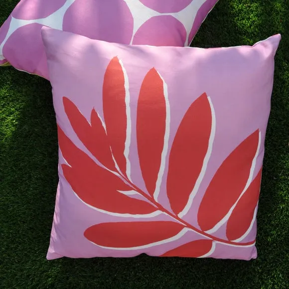 Leaf Print Outdoor Cotton Square Filled Cushion 3