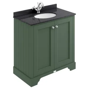 Bayswater Victrion Hunter Green Traditional Freestanding Vanity Unit & Black Marble Top Basin - 800mm
